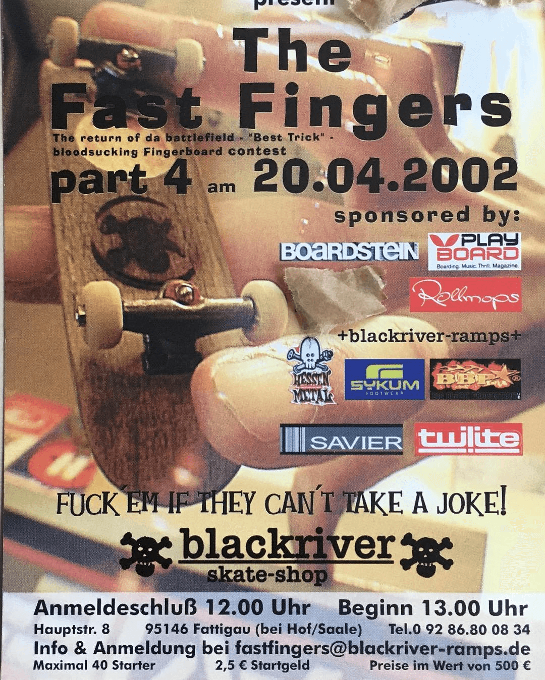 Fast Fingers 4 contest flyer (20 April 2002, Fattigau).