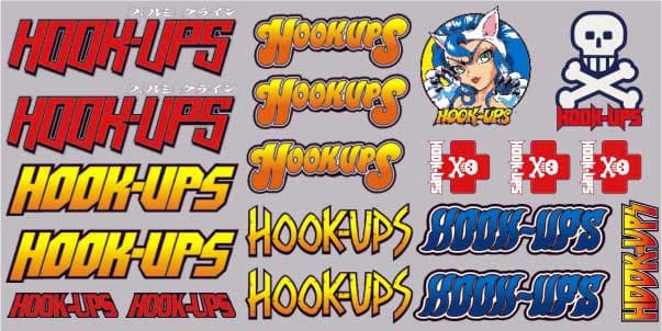 Archived Hook-Ups licensed graphics sheet from the Tech Deck archive.